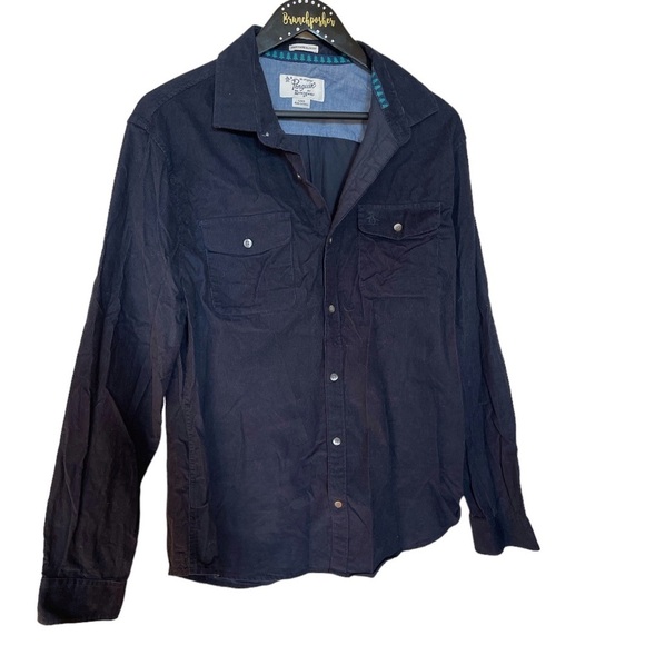Original Penguin Navy Blue Corduroy Long Sleeve Button Down Shirt - Picture 1 of 8